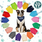 Bandana for dogs embroidered with name - satin material & vibrant colours - all breeds