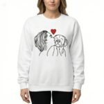 Embroidered Dog Lover Jumper – Woman Kissing Dog with Heart – Personalised Ladies Sweatshirt