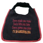 I'll be watching you sneaky dog bib - 2 colour embroidery - stylish, comfy & funny