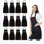 Personalised Black Apron with Custom Name or Message – Unisex Cooking & BBQ Apron