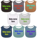 Cute baby bibs personalized with name - cotton with adjustable strap (set of 3)