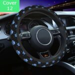 Paw Print Steering Wheel Cover – Stretchable Neoprene, Universal Fit - blue paws