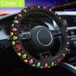Multicolour Paw Print Steering Wheel Cover – Universal Fit for Cars – Soft, Anti-Slip & Animal Lover Gift