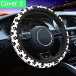 Dog/cat Paw Print pattern universal steering wheel cover & Protector -white with paws & hearts