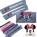 Minnie Mouse cartoon embroidered personalized seat belt covers (pair)