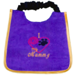 I Love my mummy with paw & heart dog bib (3 col embroidery)