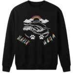 Personalised Dog Memorial Sweatshirt – Custom Pet Name Embroidered Jumper with Rainbow & Paw Design