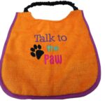 Talk to the paw dog bib - 4 coloured embroidery