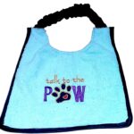 Personalised Dog Bib – “Talk to the Paw” Embroidered Towelling Bib with Waterproof Backing | Handmade in the UK