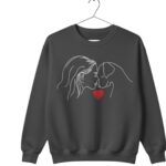 Custom Dog Lover Sweatshirt – Embroidered Woman Facing Dog Design with Heart – Personalised Jumper
